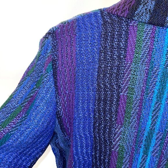 Arna Shaw Weaver Blazer Womens Size Medium Large Art To Wear Handwoven Button - Picture 8 of 10